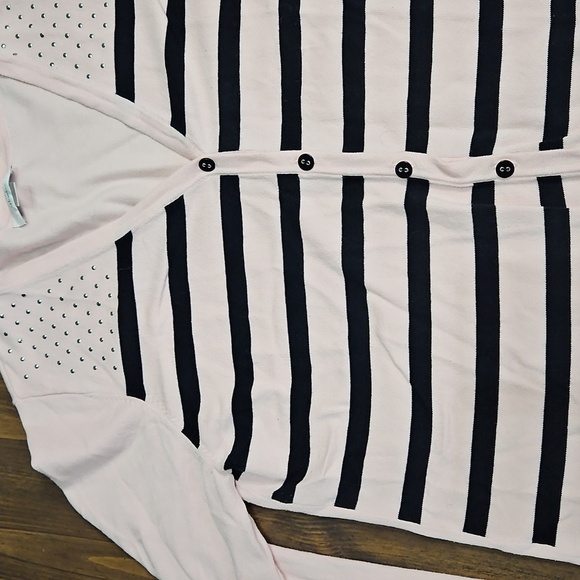 Pink and Black Striped Women's Sweater - Picture 3 of 10